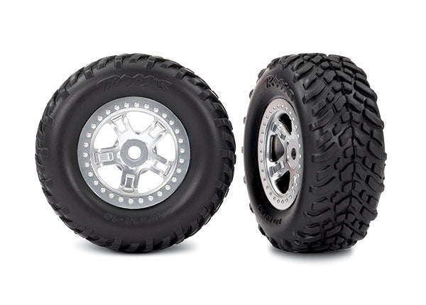 Assembled and Glued Tires & Wheels (Sct Satin Chrome Wheels, Sct Off-Road Racing Tires, Foam Inserts) (1 Each, Right & Left)
