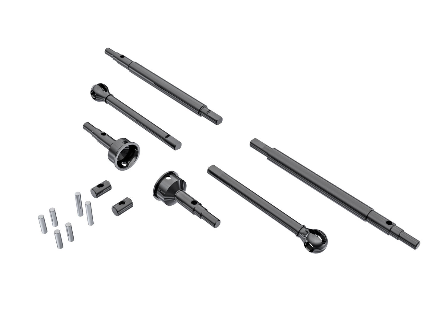 2 Front Axle Shafts, 2 Rear / 2 Front Hardened Steel Stub Axles / 1.5X7.8Mm Pins (2) / 1.5X6Mm Pins (4) / Cross Pins (2)