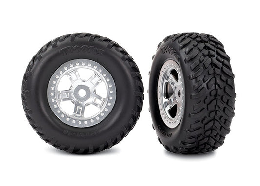 Assembled and Glued Tires & Wheels (Sct Satin Chrome Wheels, Sct Off-Road Racing Tires, Foam Inserts) (1 Each, Right & Left)