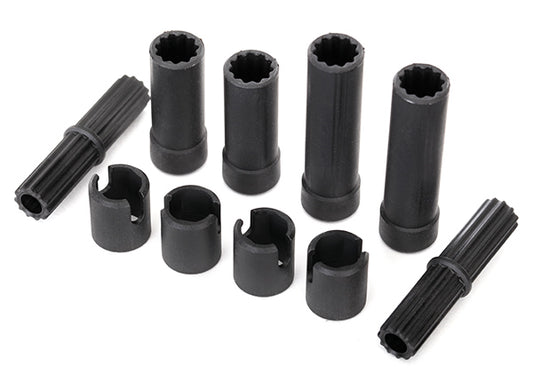 Center Half Shafts (Internal Splined, Front (2) & Internal Splined, Rear (2) / External Splined (2) / Pin Retainer (4)) (Plastic Parts Only)