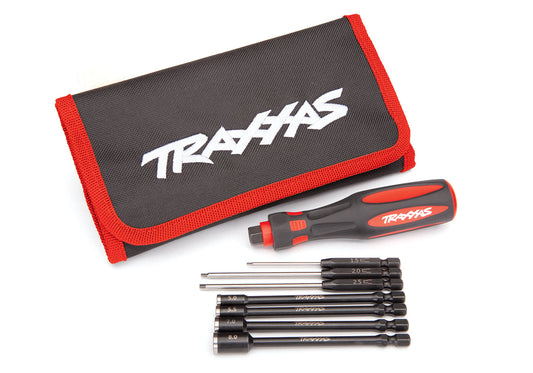 Speed Bit Essentials Set - Hex And Nut Driver, 7-Piece, Includes Premium Handle (Medium), Travel Pouch, Hex Drivers (Straight: 1.5Mm, 2.0Mm, 2.5Mm) And Nut Drivers (5.0Mm, 5.5Mm, 7.0Mm, And 8.0Mm), 1/4 Drive