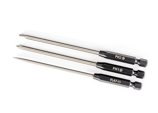 Speed Bit Set - Screwdriver, 3-Piece Straight (3mm Slotted, #1 Phillips, And #2 Phillips Bits), 1/4" Drive