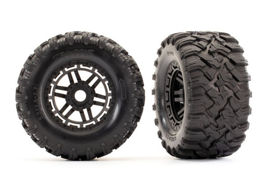 2pk Assembled and Glued Tires & Wheels (Black Wheels, Maxx All-Terrain Tires, Foam Inserts) (17Mm Splined) (Tsm Rated)