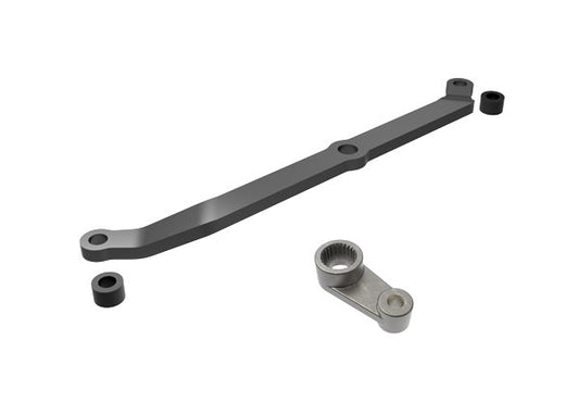 6061-T6 Aluminum Steering Link (Dark Titanium-Anodized) / Metal Servo Horn / 2 Spacers / 3X6mm Ccs (With Threadlock) (1) / 2.5X7Mm Ss (With Threadlock) (1)