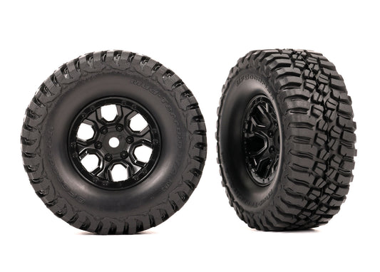 2pk Assembled Tires & Wheels (Black 1.0" Wheels, Bfgoodrich Mud-Terrain T/A Km3 2.2X1.0" Tires) (2)
